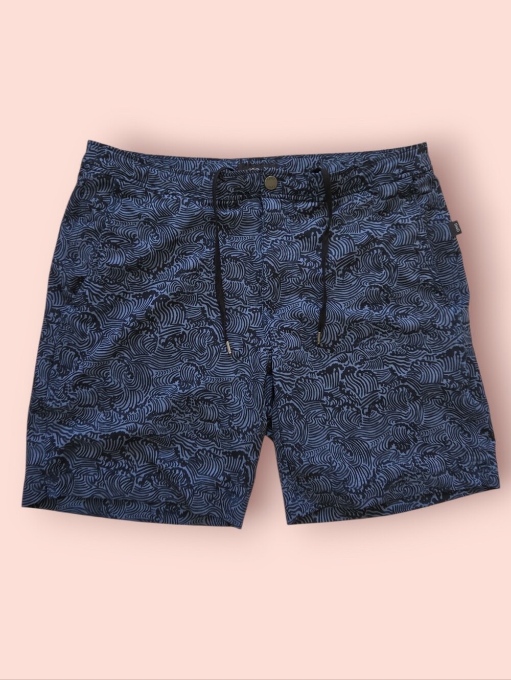 Onia‎ Blue Black Wave Pattern Hybrid Swim Shorts Men's Size 34